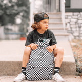 Full Size Black Checkered Backpack