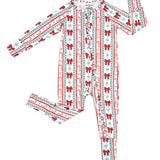 Bamboo Zip Romper | Retro Candy Cane
