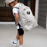 Full Size Tan Checkered Backpack