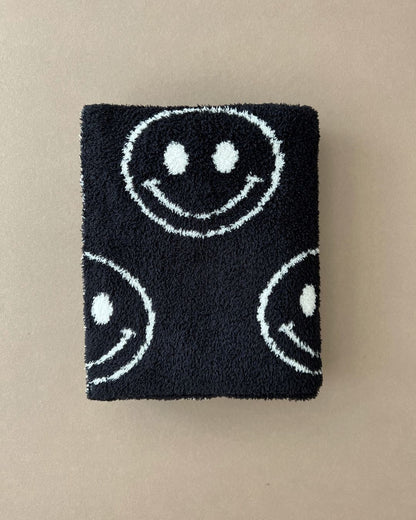 Smiley Fuzzy Blanket | Black