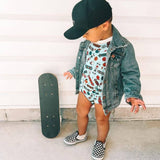 Blue Skateboard Long Sleeve Bubble Romper